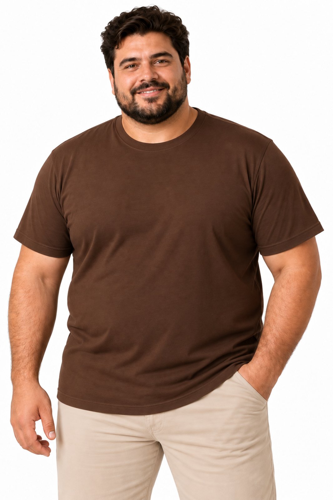 Camiseta Masculina Plus Size D Bell Outlet Fashion Basic Marrom