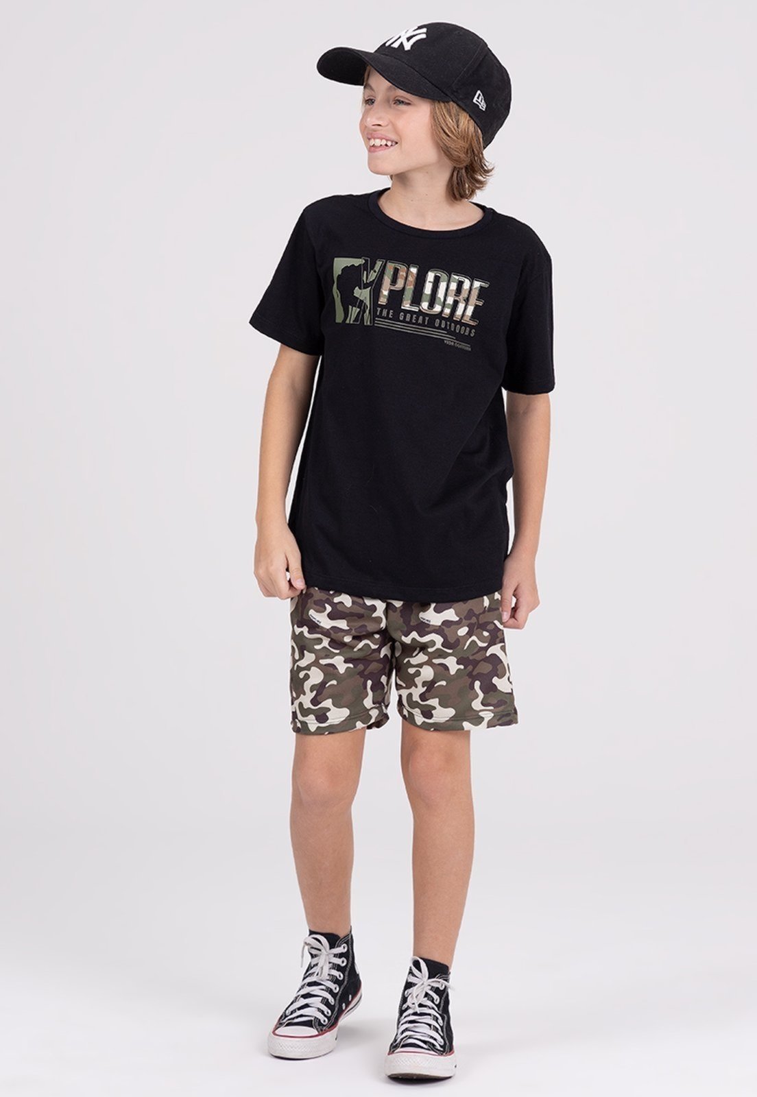 Infantil - Conjunto Sublimado Camuflado Preto