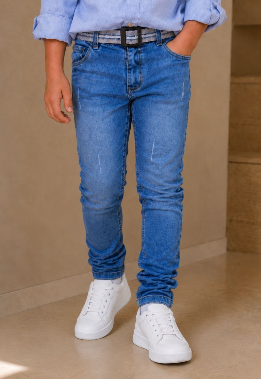 Infantil - Calça Jeans Menino Skinny Sarja Daze Modas Jeans Claro