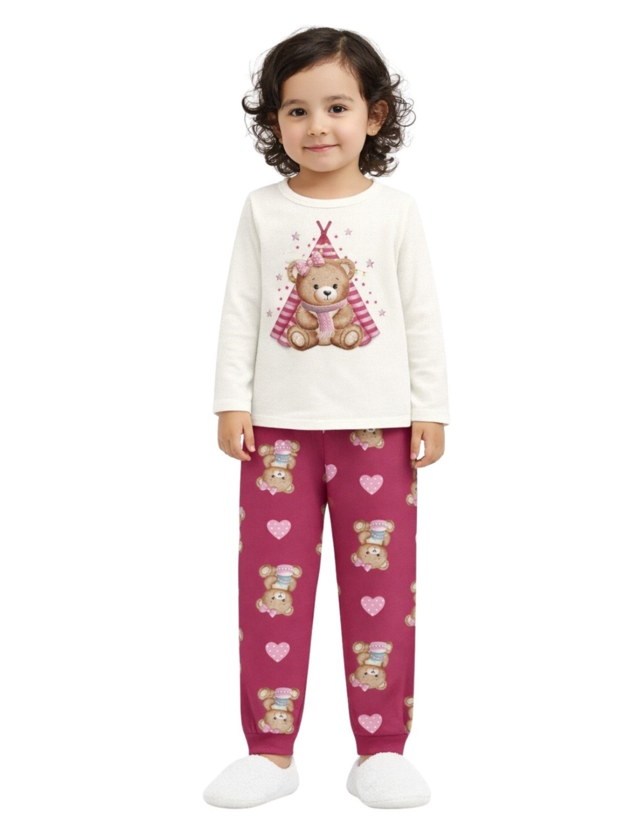 Vista 2 Pijama e Juvenil 2pçs Moletom Peluciado Kyly Ursinho Mescla cinza Kyly cinza