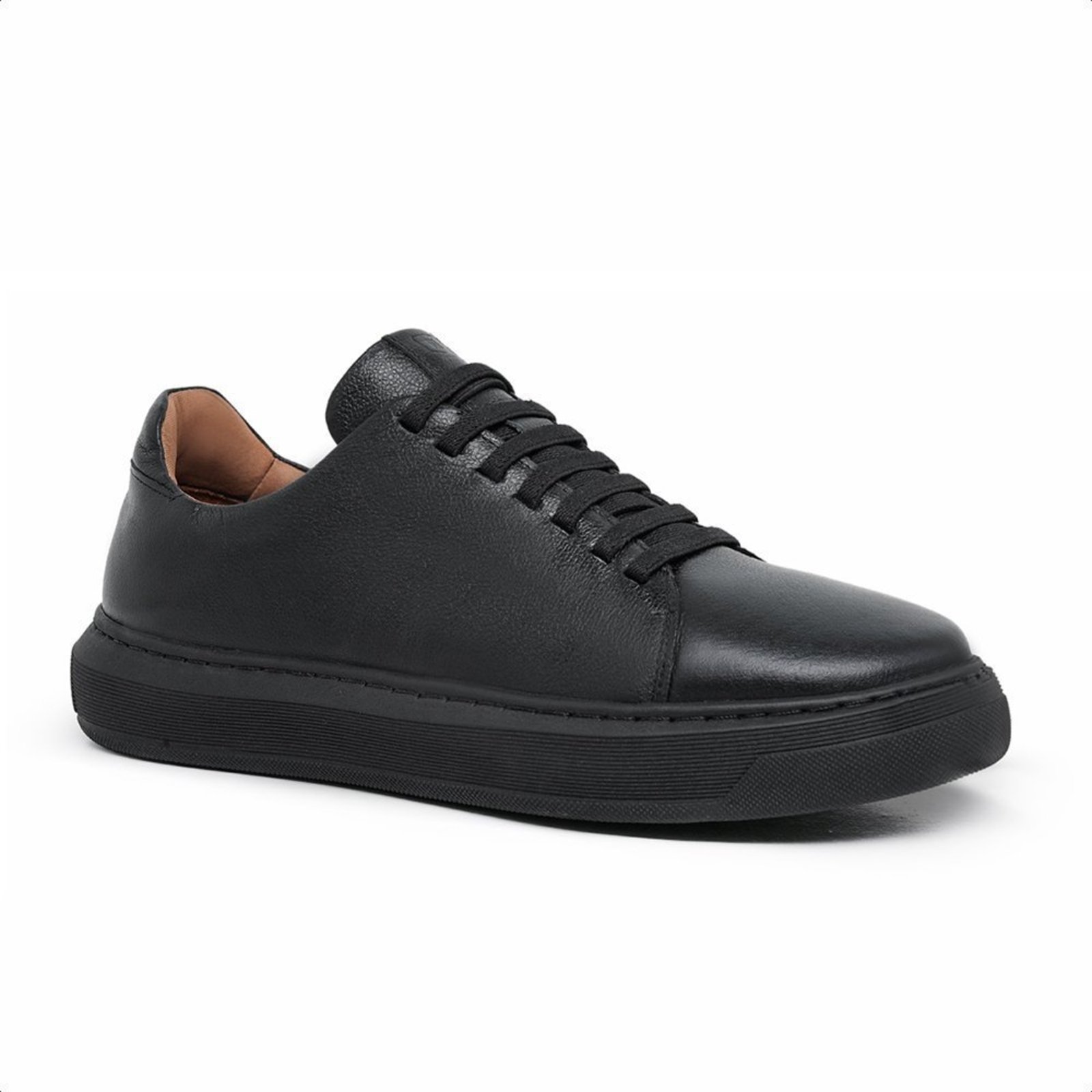 Tênis Masculino Malbork Couro Preto Casual Confortável 65036P