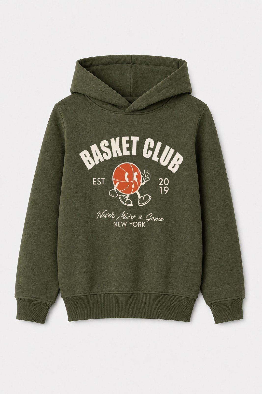 Infantil - Blusão Moletom Peluciado Basket Club - Verde Musgo
