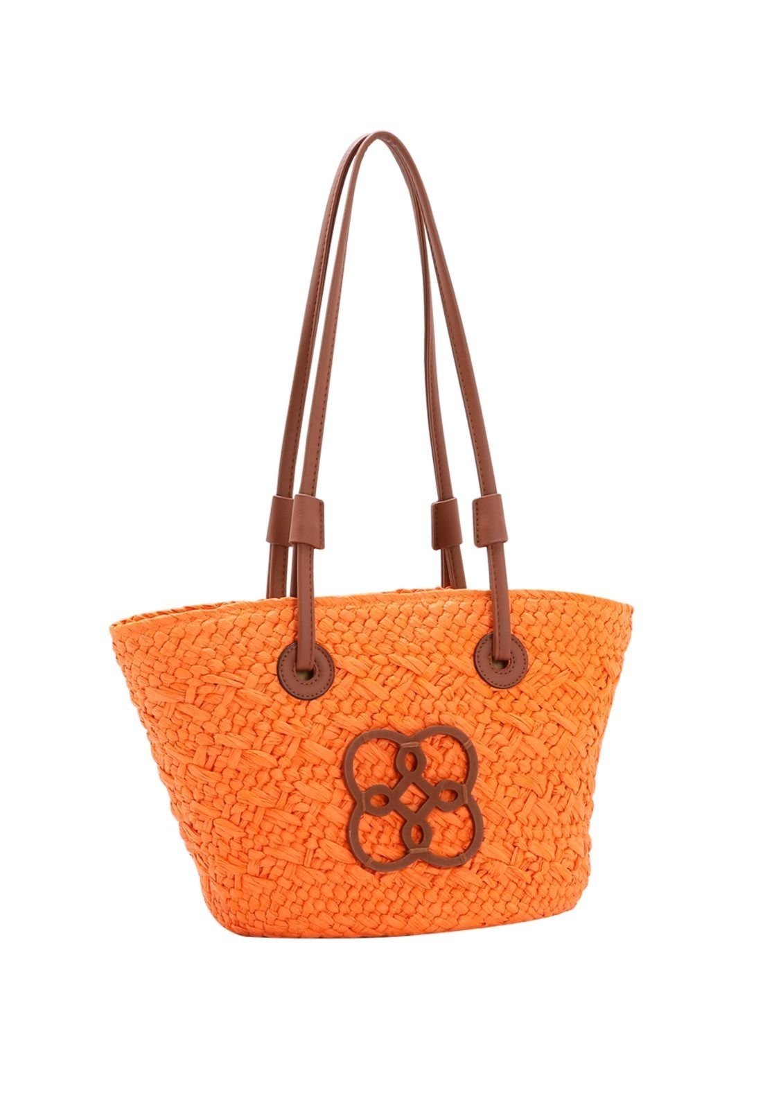 Bolsa Feminina Chenson Palha Ombro Media Praia Piscina Verão Laranja 3184578