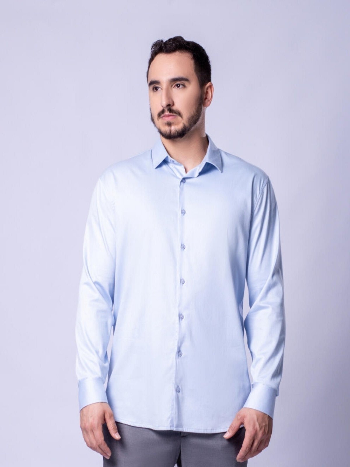 Camisa Classic Fit Manga Longa - Azul Claro