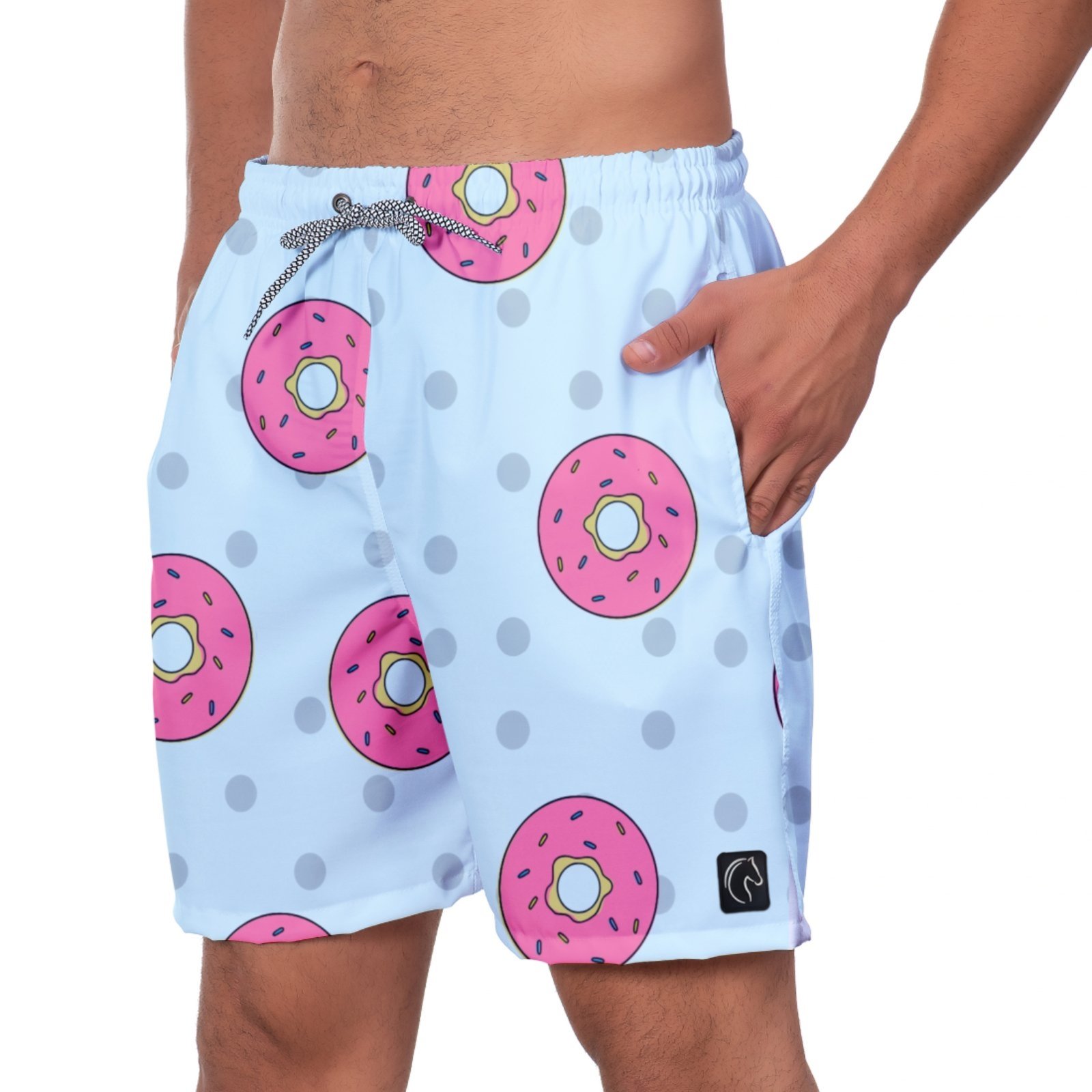 Short Masculino Tactel Secagem Rápida Com Bolsos Laterais Confortável Moda Praia Casual Treino Academia W2 Rosquinhas Azul