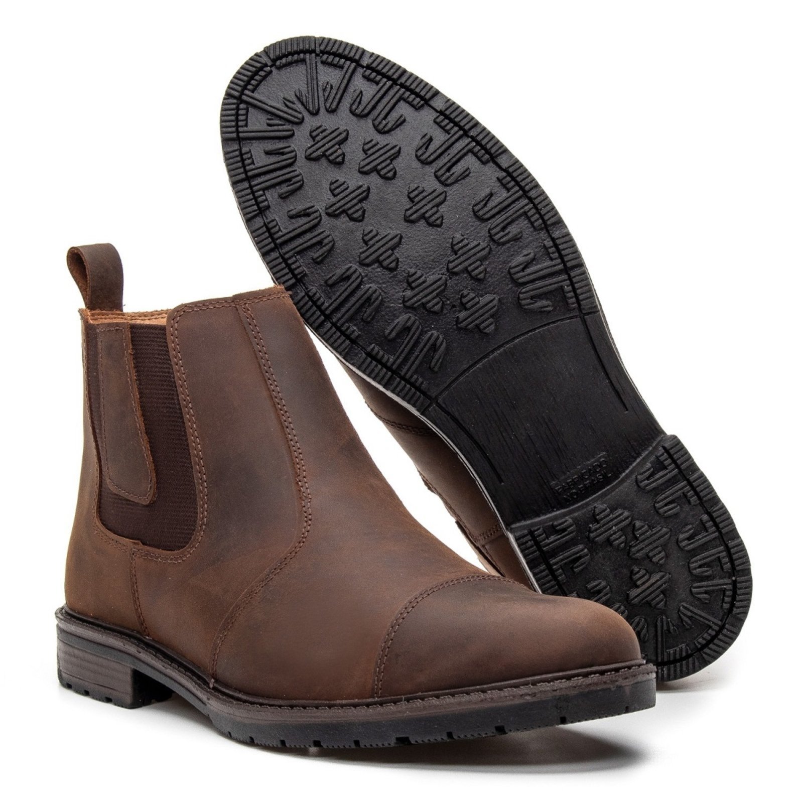 Bota Botina Masculina Chelsea em Couro Café Zafrem