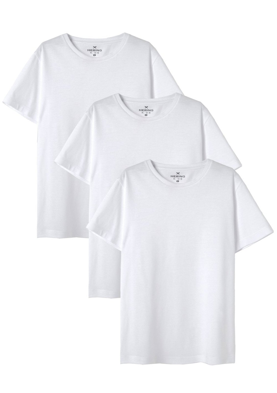 Infantil - Kit com 3 Camisetas Básica Unissex Manga Curta Slim - Branco 016