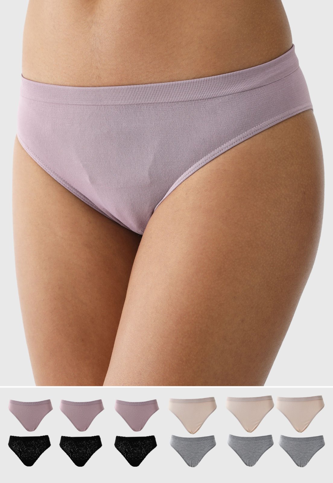 Vista 2 Kit 12pçs Calcinha Trifil Biquíni Lisa Lilás roxo TRIFIL roxo
