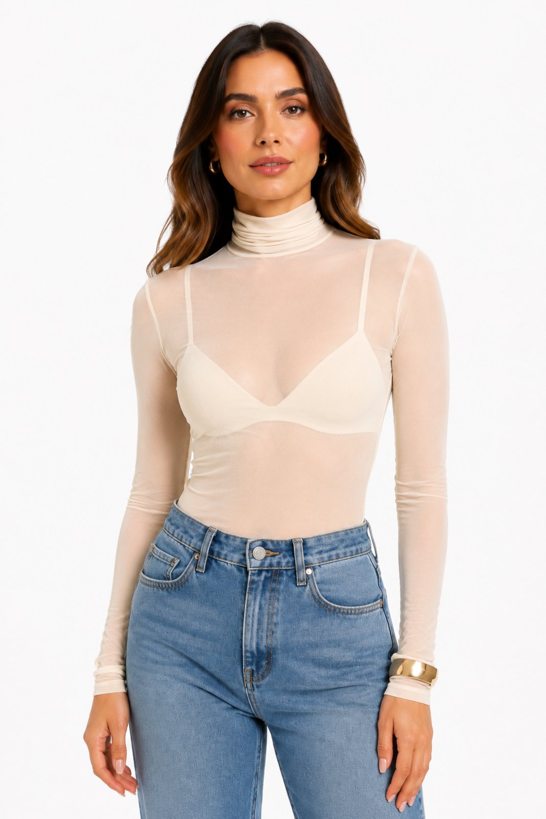 Body Feminino D Bell Outlet Fashion Tule Off-White