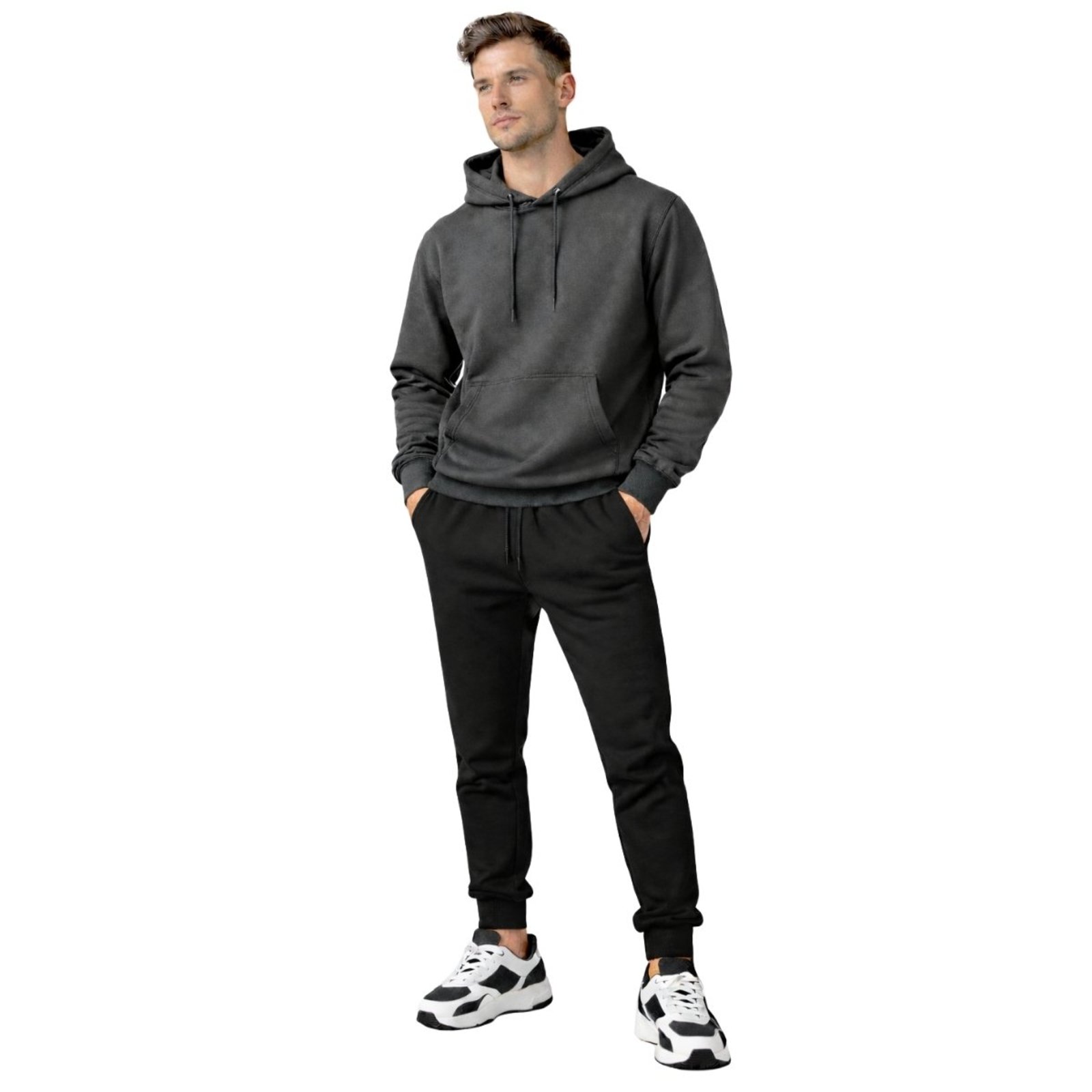 Conjunto Moletom Masculino Casaco com Capuz + Calça Jogger Casual Confortavel e Moderno Liso