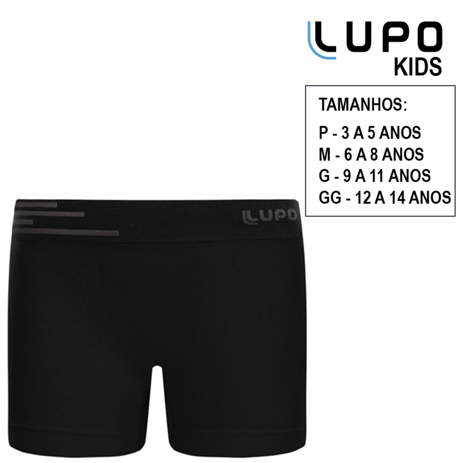 Vista 3 Cueca Boxer Lupo Microfibra Ajuste Anatômico 00132 preto Lupo preto