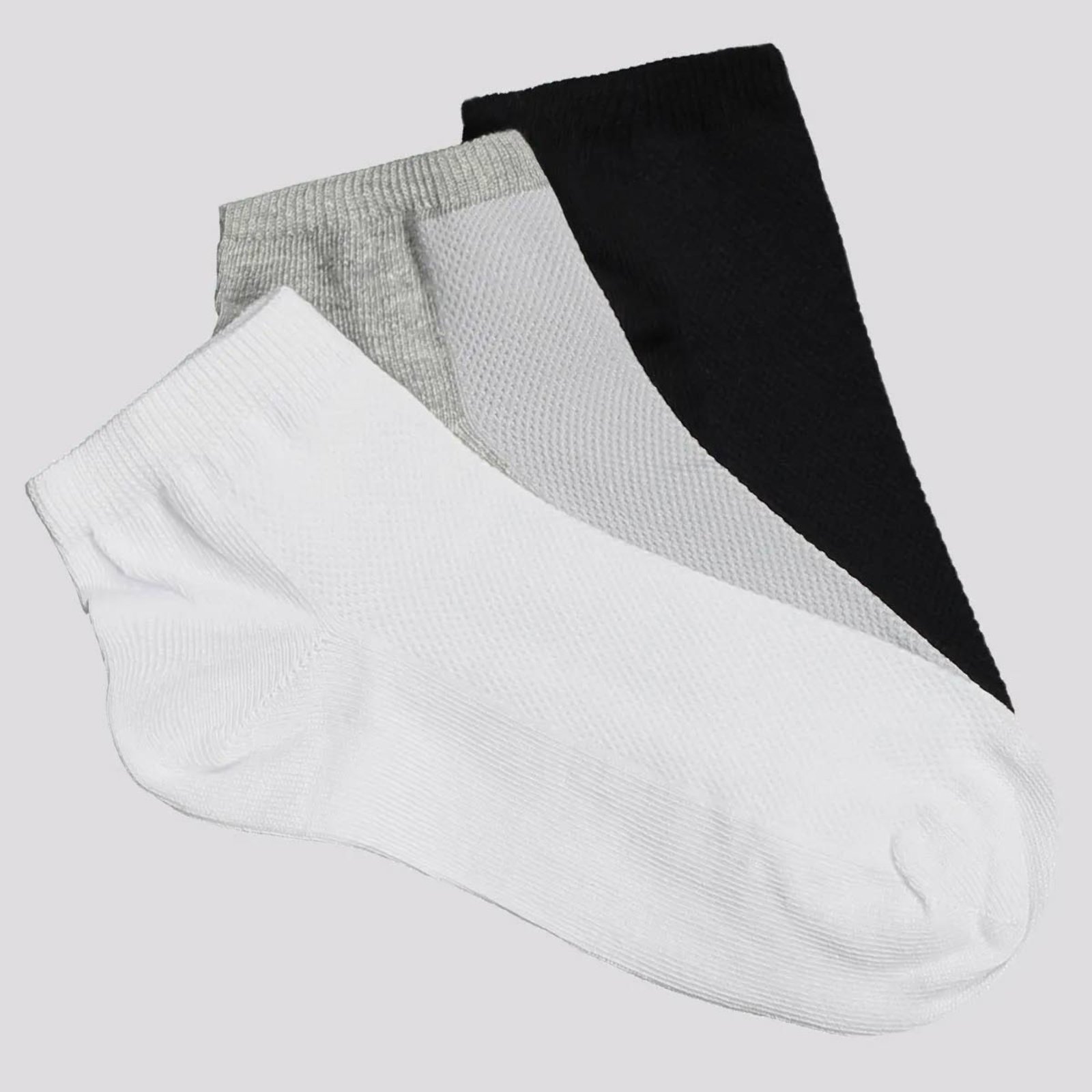 Vista 3 Kit Meia Selene Cano Curto Feminino 9 Pares Branca Cinza e Preta branco SELENE branco