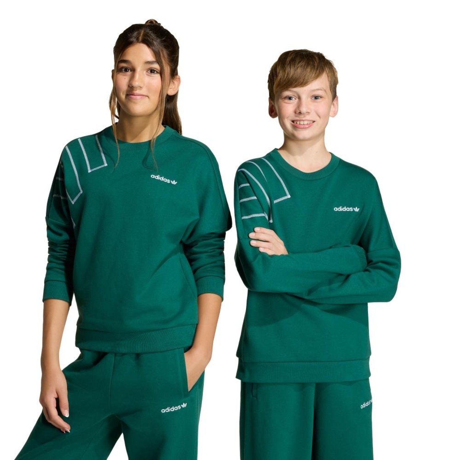 Infantil - MOLETON FOLGADO GOLA CARECA BLOCKED adidas Originals Verde