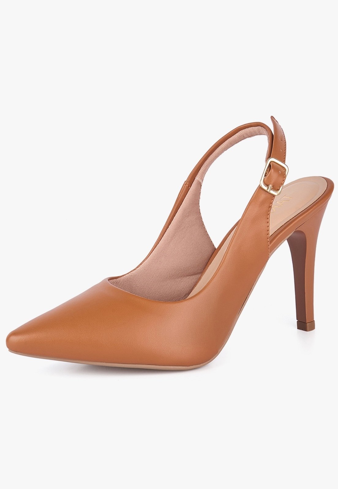Scarpin Feminino Takata Salto Fino Alto Médio Slingback Caramelo