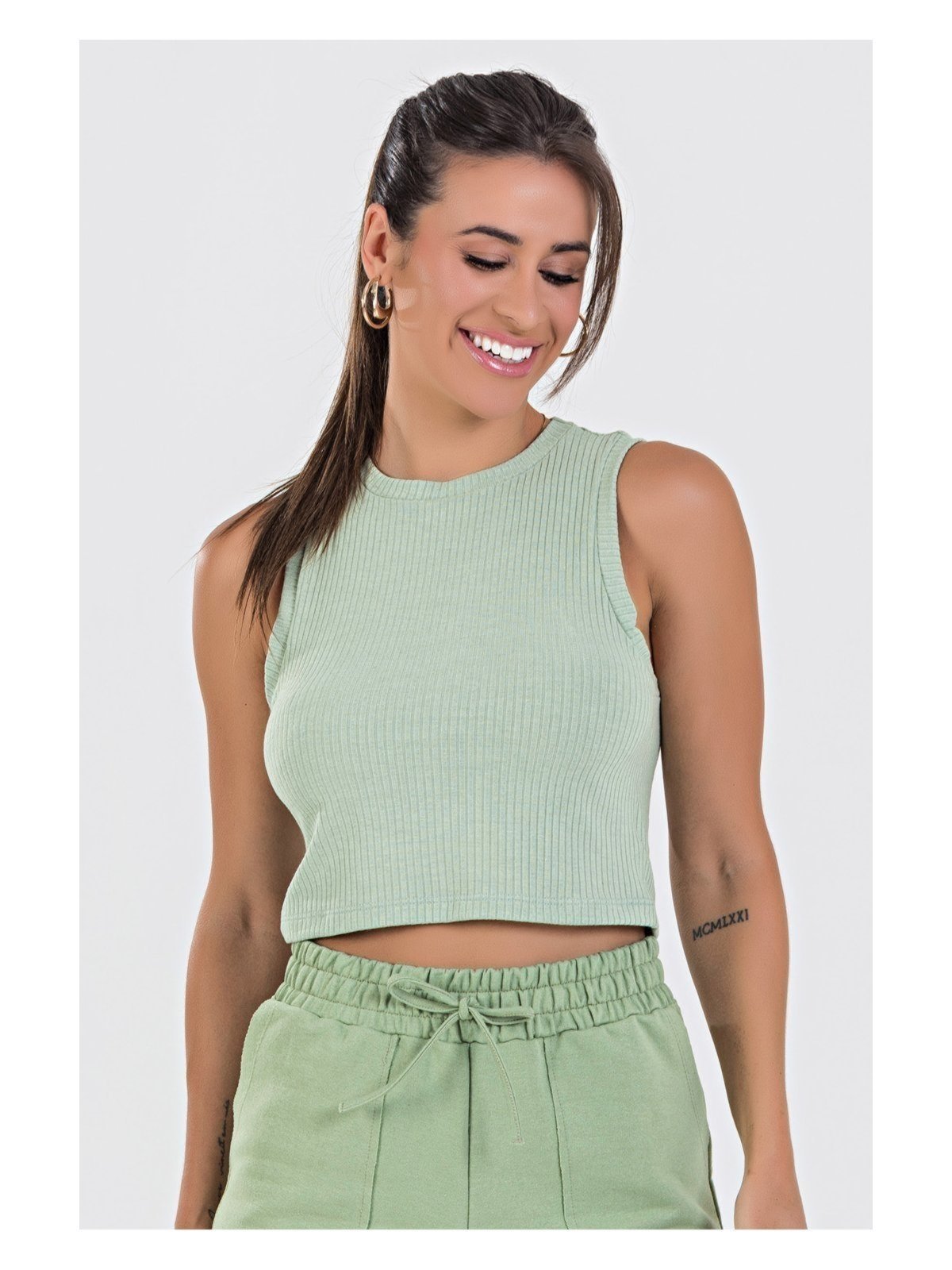 Blusa Cropped Regata Canelada