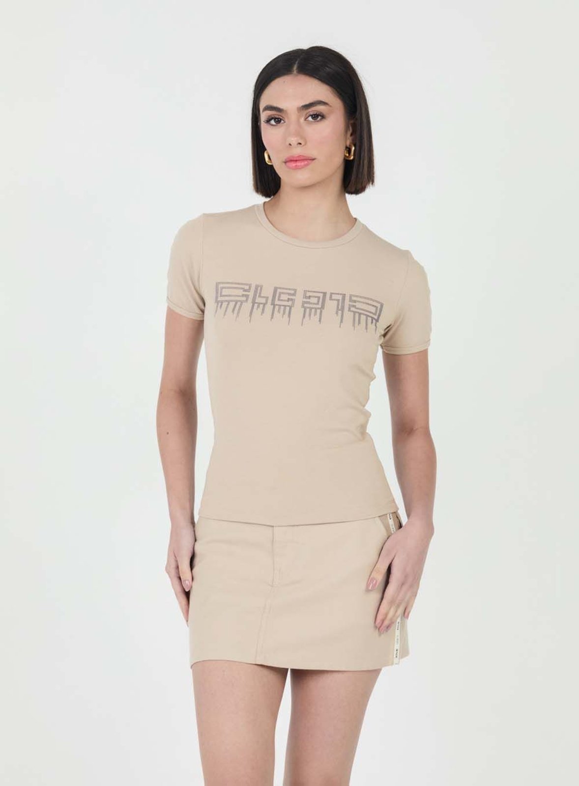 Camiseta Baby Look Canelada Colcci CLC Bege Paper