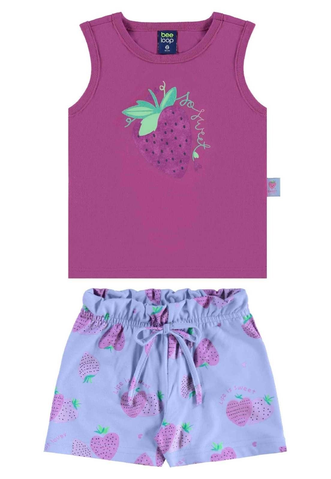 Infantil – Conjunto Morangos para Menina Bee Loop Roxo