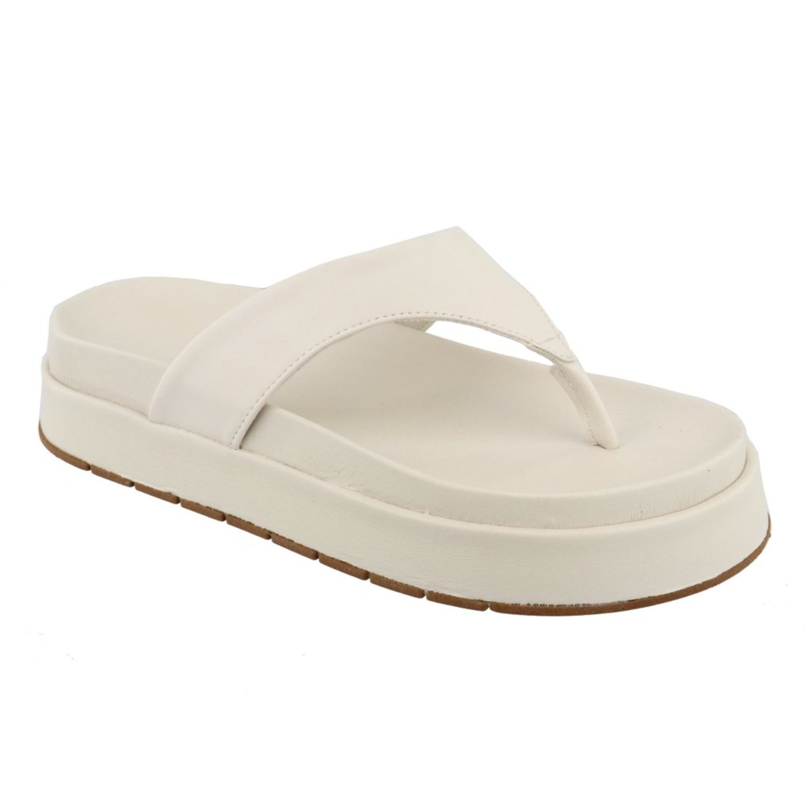 Sandália Papete Plataforma Sola Alta Flat Off White Tellini Store