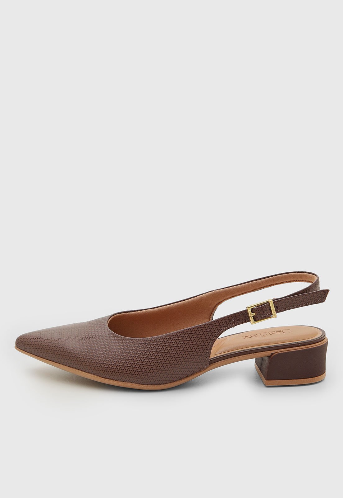 Scarpin Feminino Usaflex Slingback Couro Marrom