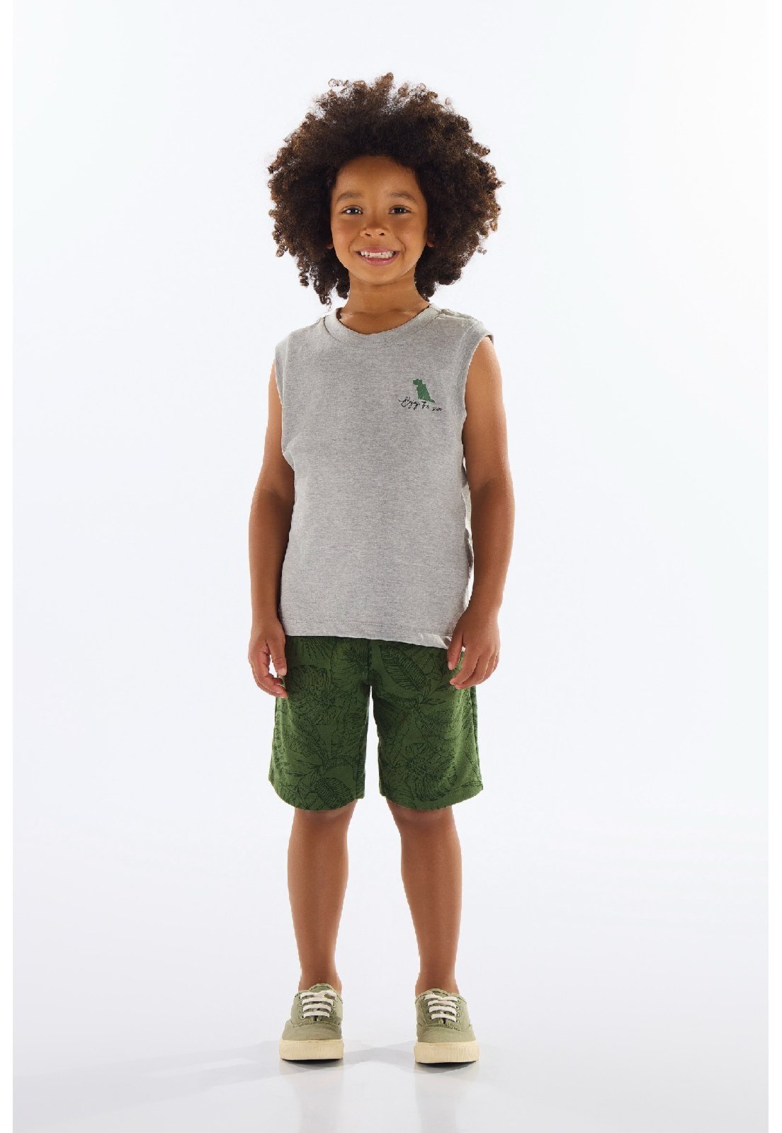 Infantil - Conjunto Menino com Regata e Bermuda Quimby Cinza