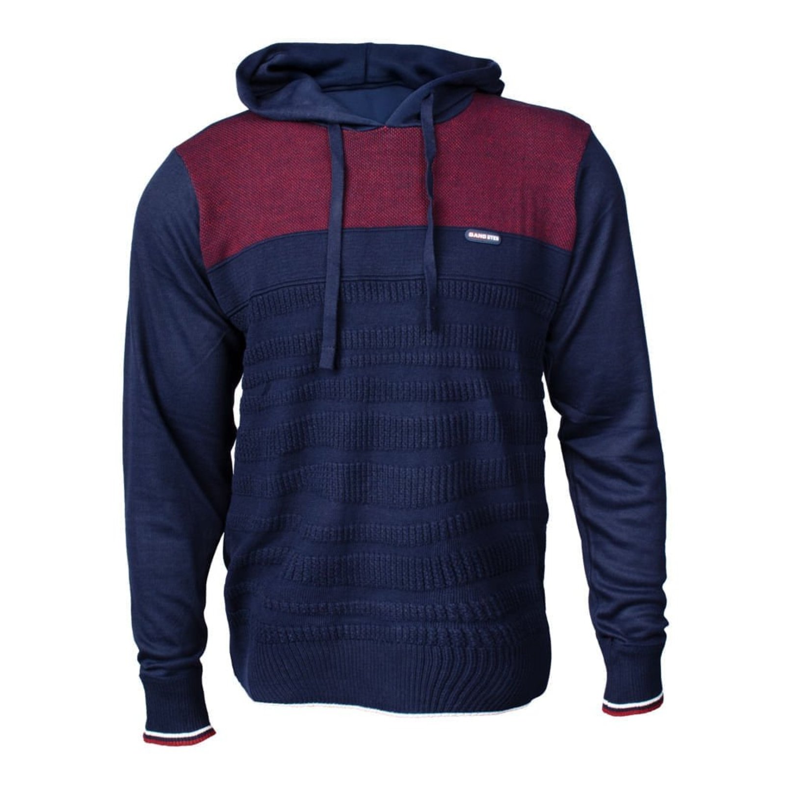 Suéter Masculino Gangster Capuz Tricot Texturizado Marinho
