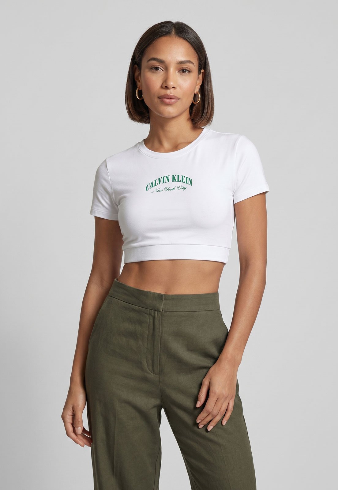 Blusa Cropped Calvin Klein Underwear Heritage Athletic Branca
