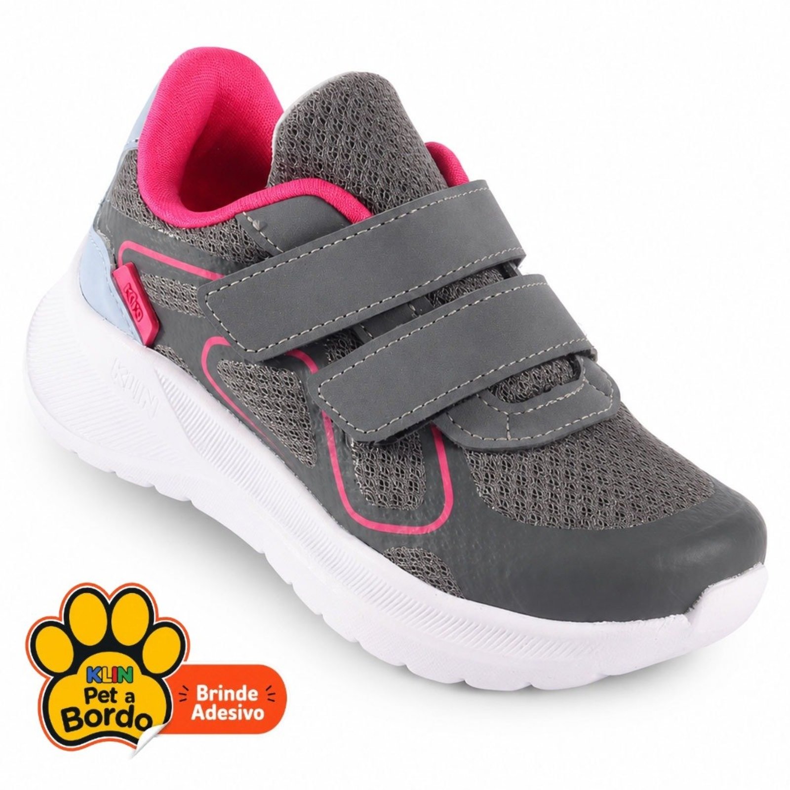 Infantil - Tênis Feminino Klin Freedom Cinza e Pink