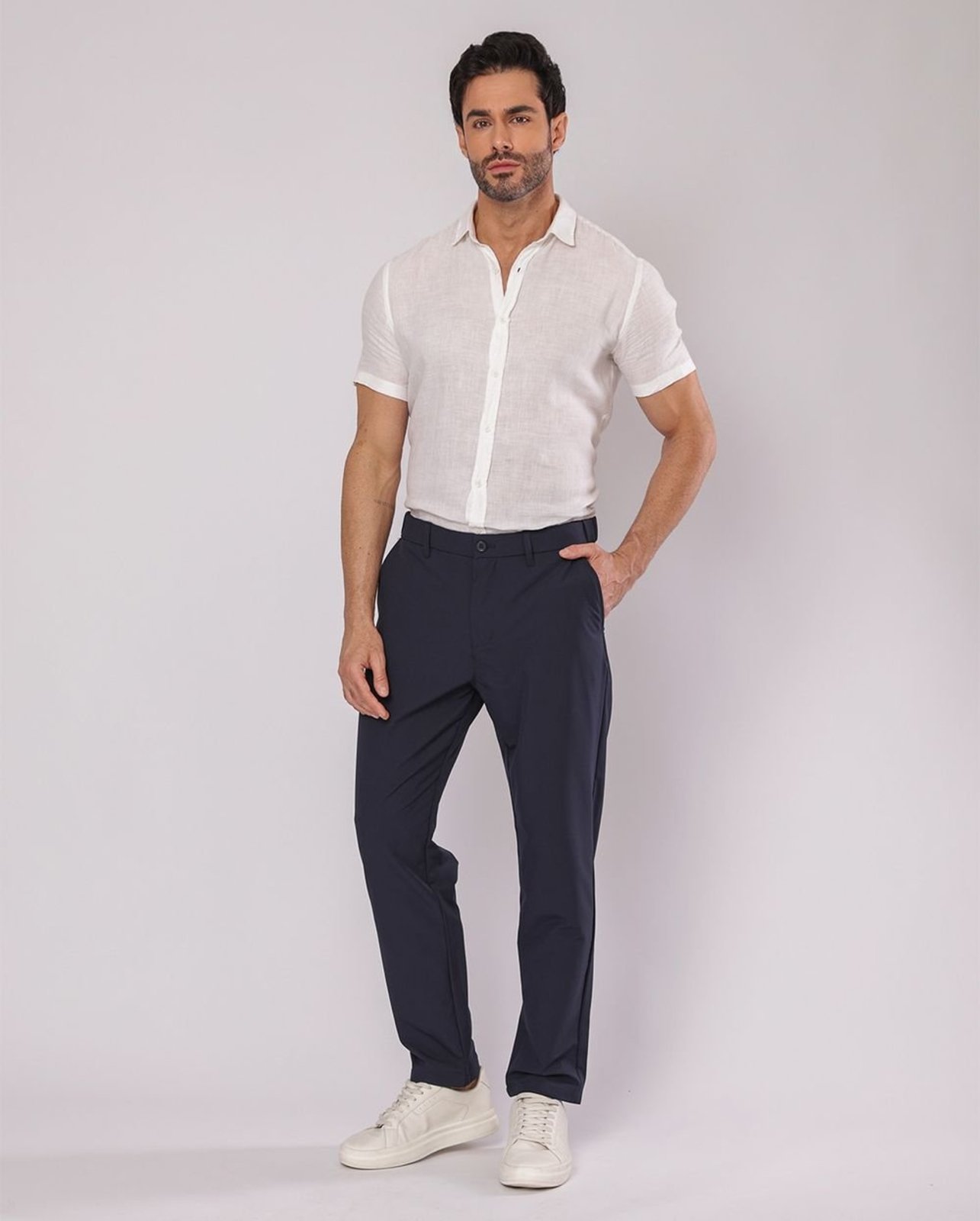 Calça Alfaiataria Masculina Microfibra 11030 Azul Marinho Consciência