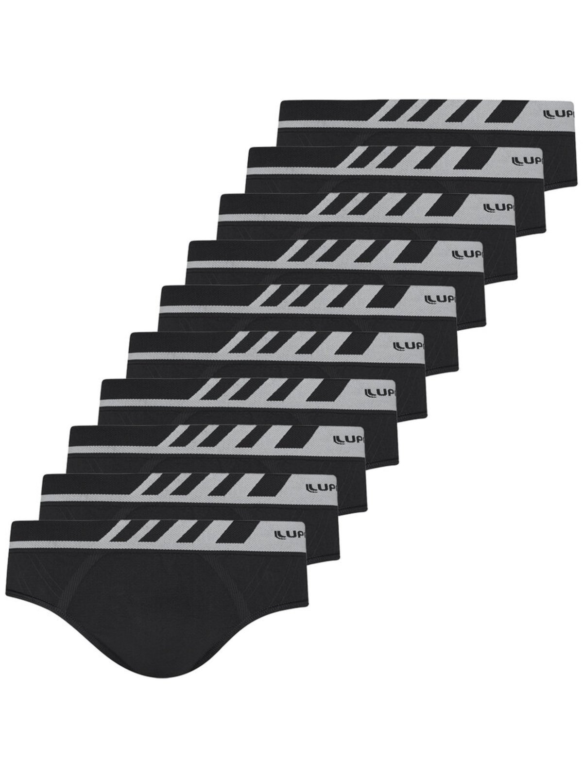 Kit com 10 Cuecas Slip Lupo 691-002 Preto