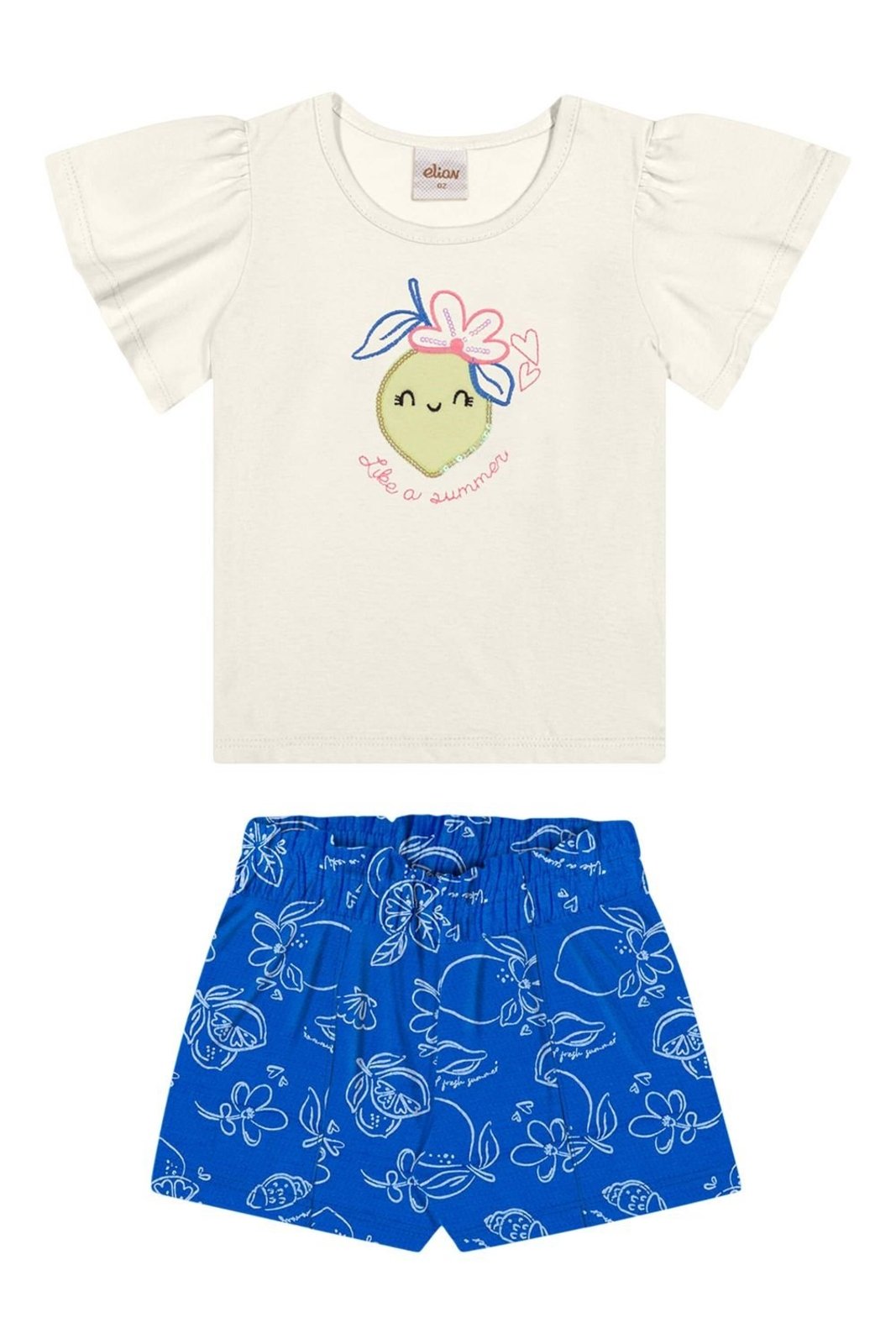 Infantil - Conjunto Menina Lantejoula Frutas Elian Bege