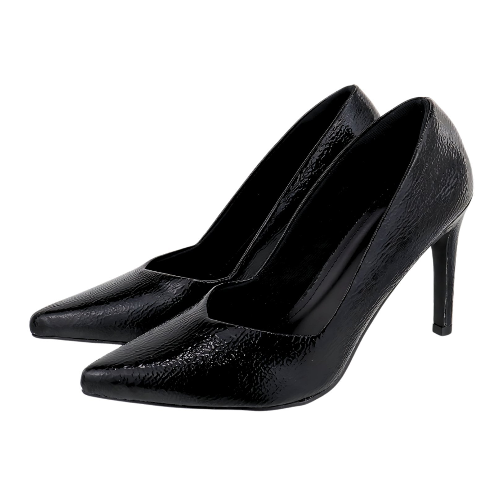 Scarpin Salto Alto Feminino Verniz Molhado Preto Hannah Footwear