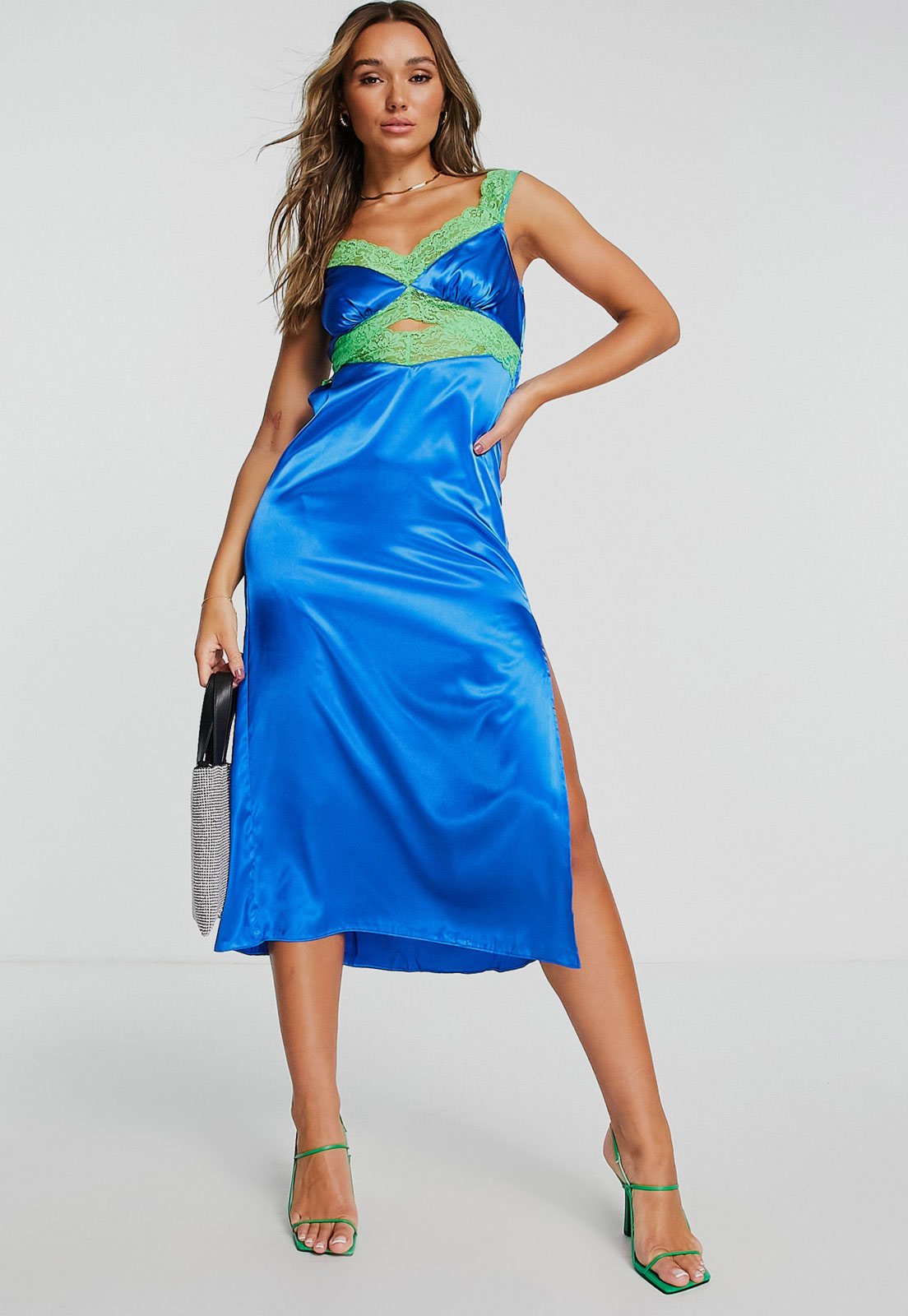 Vestido TOPSHOP Midi Cut Out Azul