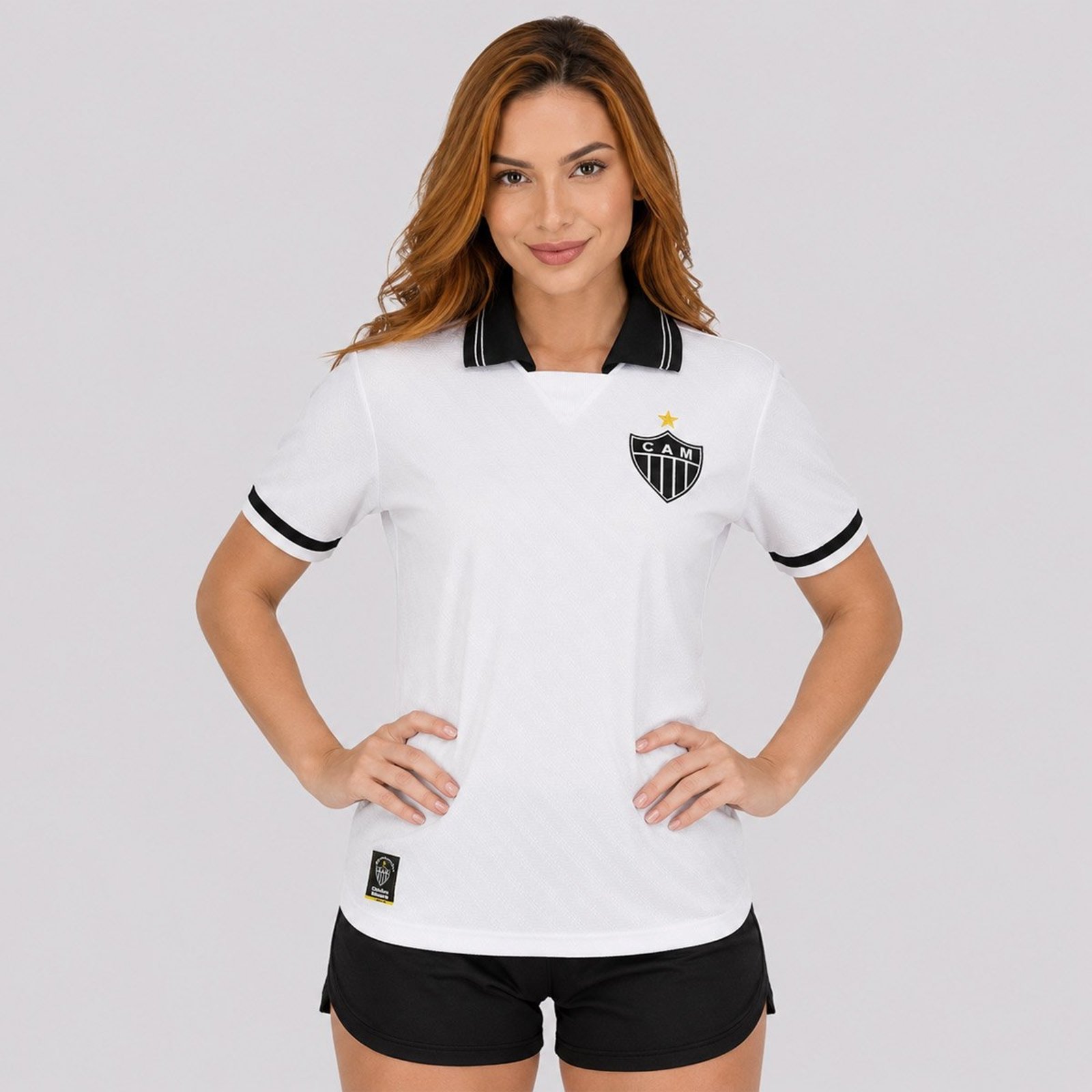 Polo Atlético Mineiro Feminina Branca e Preta