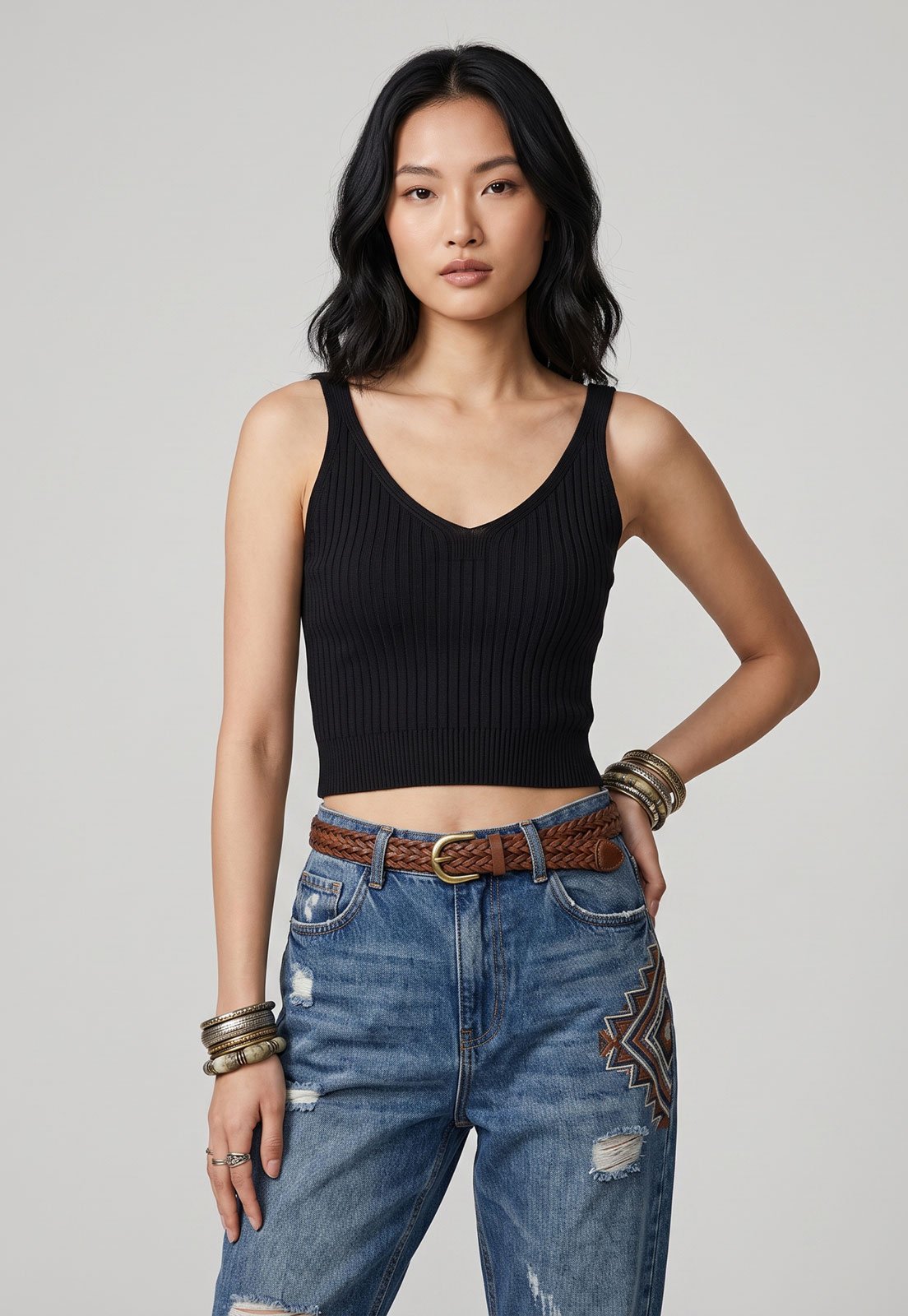 Blusa Feminina Lez a Lez Cropped Canelada Preta