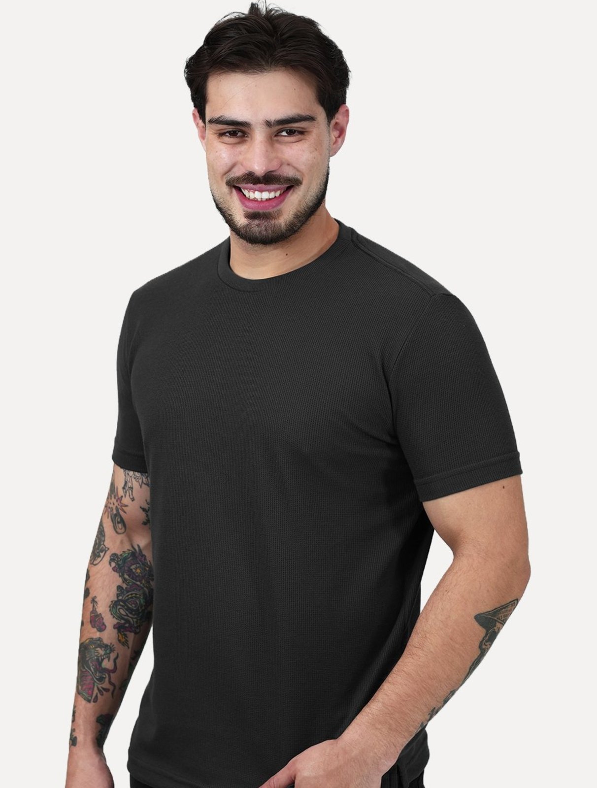 Camiseta King & Joe Masculina Slim Textura Tricot Chumbo