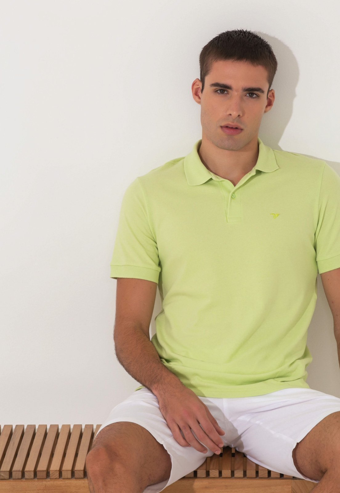 Polo Traymon Piquet Slim Com Elastano Verde Maça