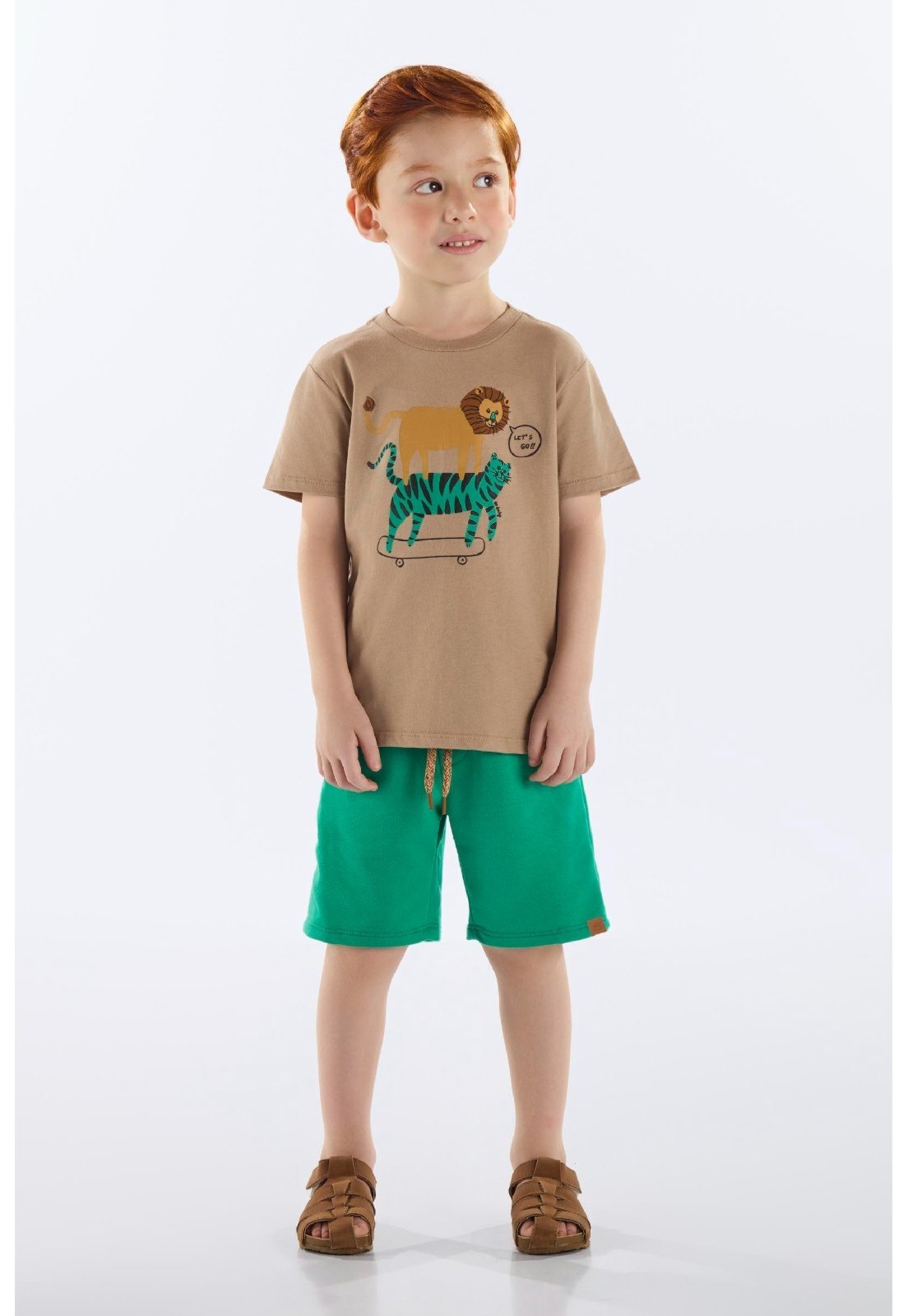 Infantil - Conjunto Camiseta e Bermuda Up Baby Bege