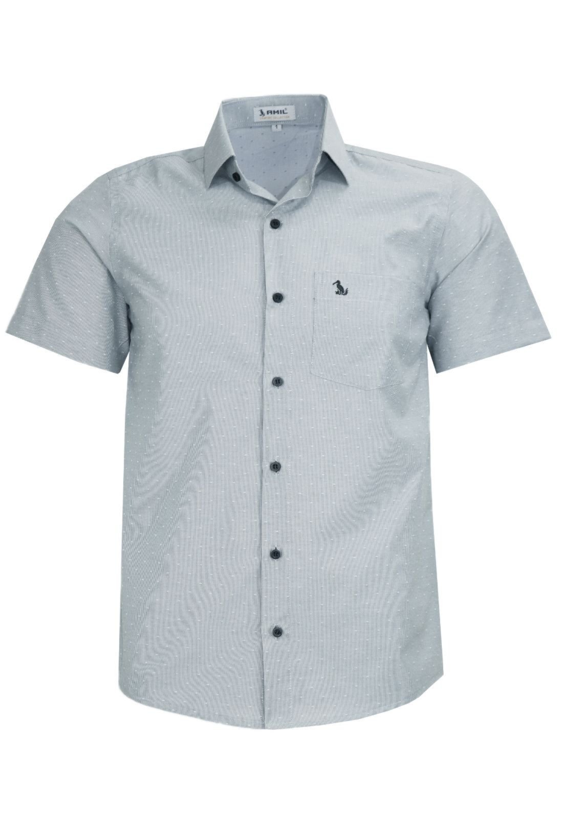 Camisa Social Manga Curta Comfort Com Bolso Passa Fácil 1848