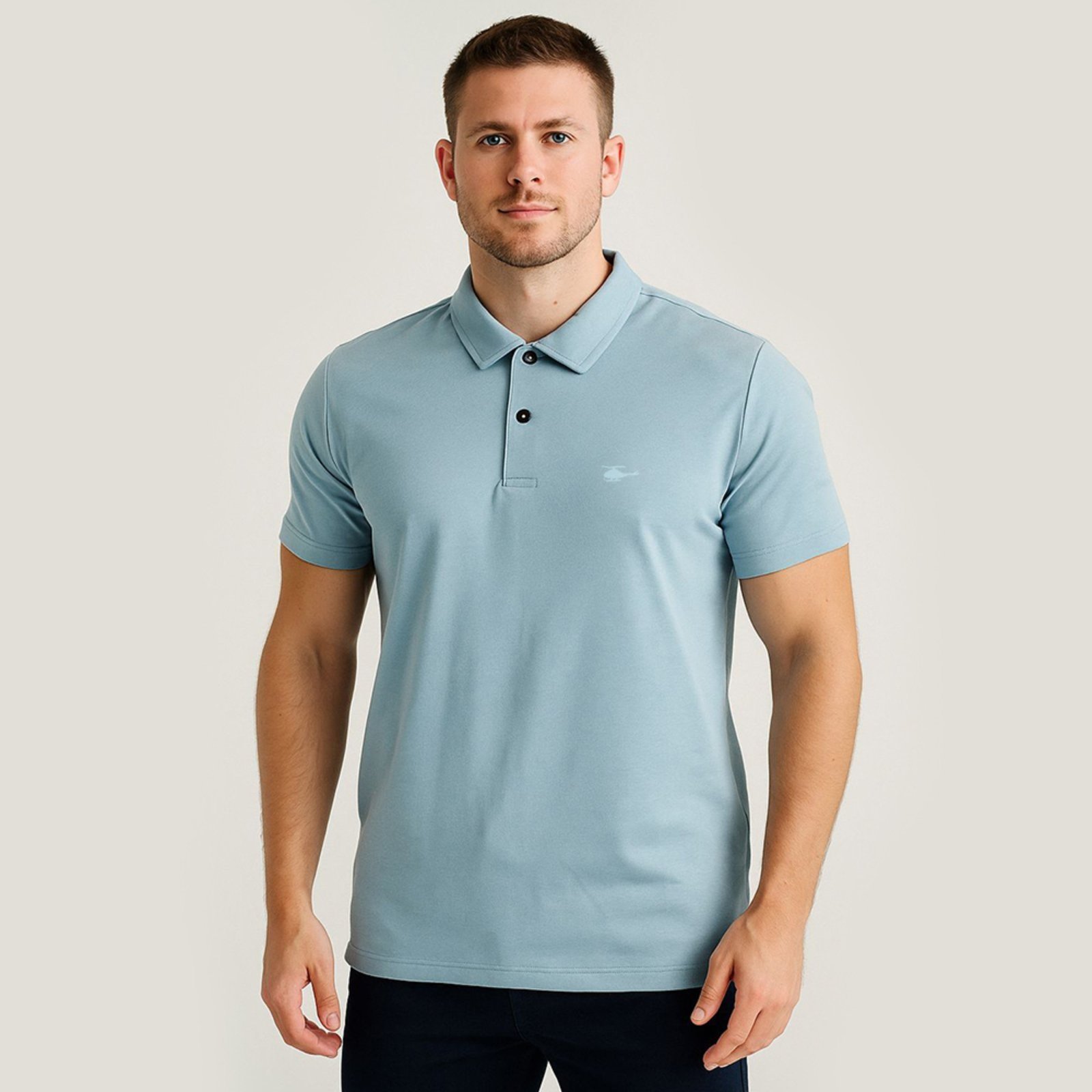 Camisa Polo Masculina Básica Sallo Premium Misto Sky