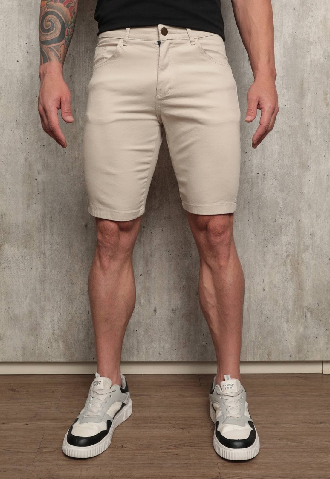 Bermuda Masculina Alfaiataria em Sarja Brim com Elastano – Conforto e Estilo