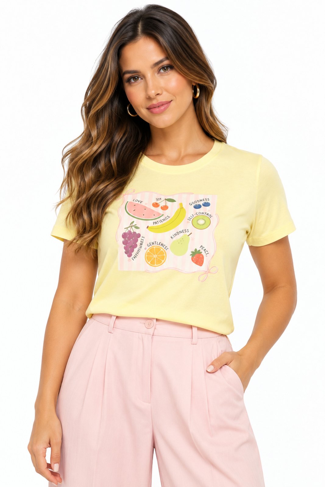 T-Shirt Feminina com Estampa Frutada D Bell Outlet Fashion Amarelo Claro