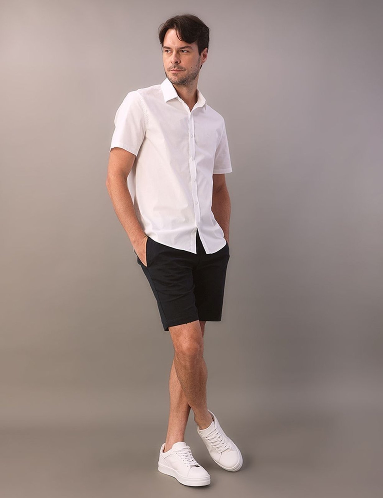 Camisa Manga Curta Algodão Com Elastano - Branco 2 Calvin Klein Jeans