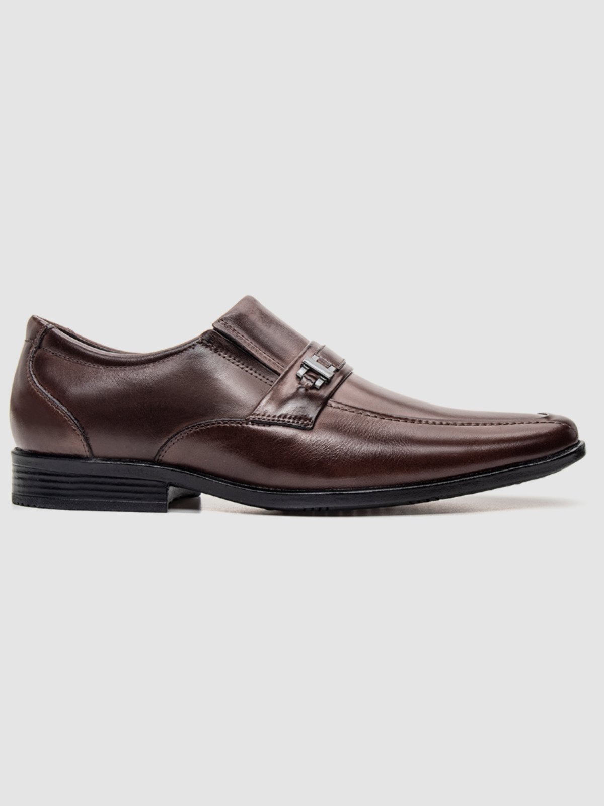 Sapato Masculino de Couro Marrom Liso Fivela Clássico Formal Sofisticação E Estilo Zapattero