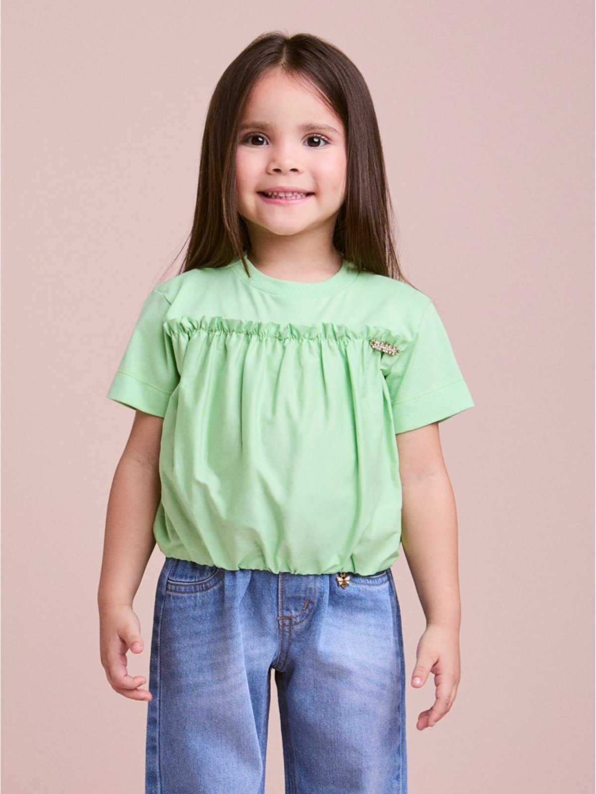 Infantil - Blusa Verde Menta Balonê