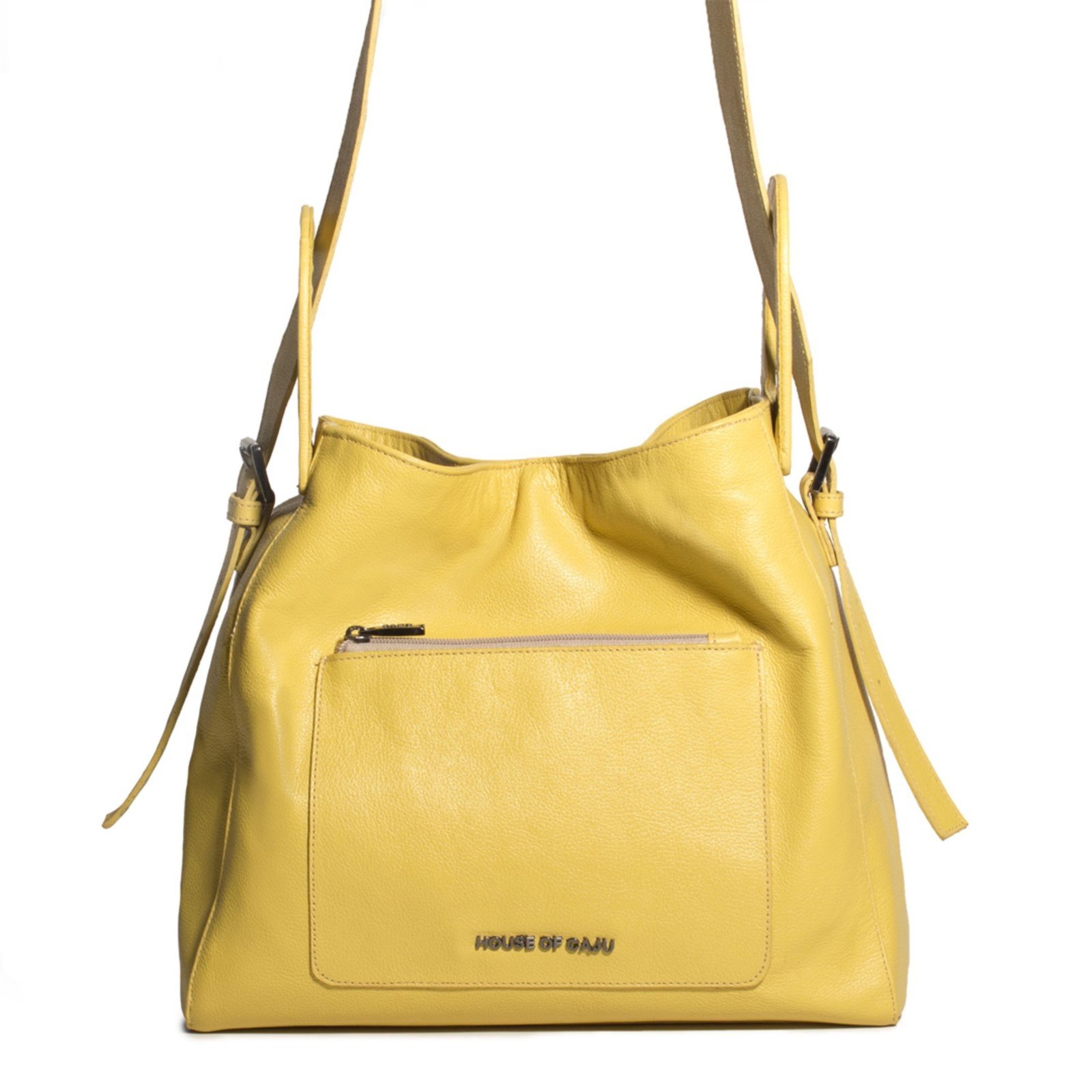 Bolsa Feminina Em Couro Transversal Amarela “Emanuelle Pas”””
