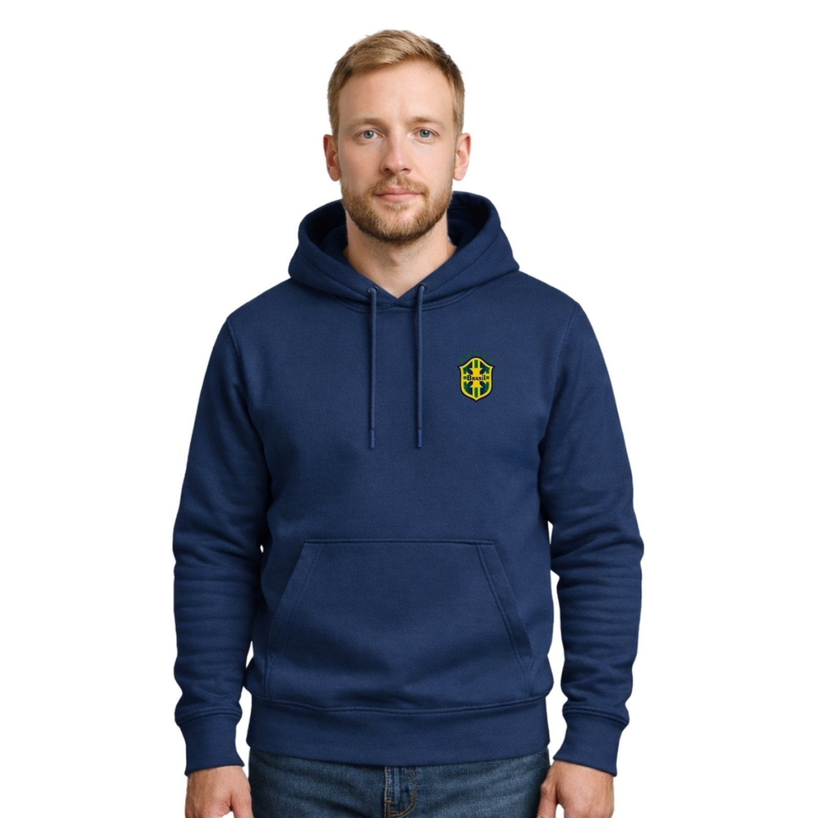 Moletom Modelo Canguru Com Capuz Masculino Estampado Brasil