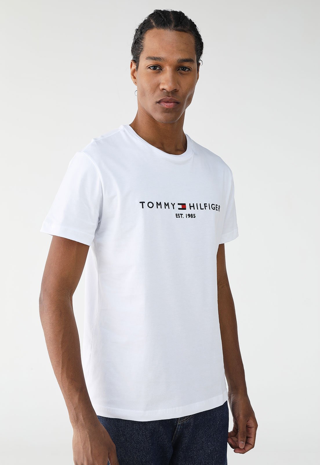 Vista 2 Camiseta Tommy Hilfiger Reta Logo Branca branco Tommy Hilfiger branco