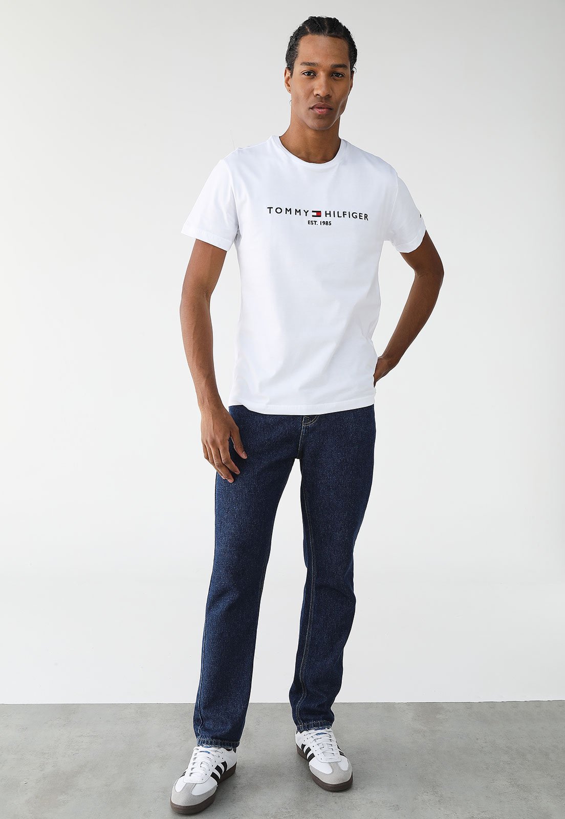 Vista 3 Camiseta Tommy Hilfiger Reta Logo Branca branco Tommy Hilfiger branco