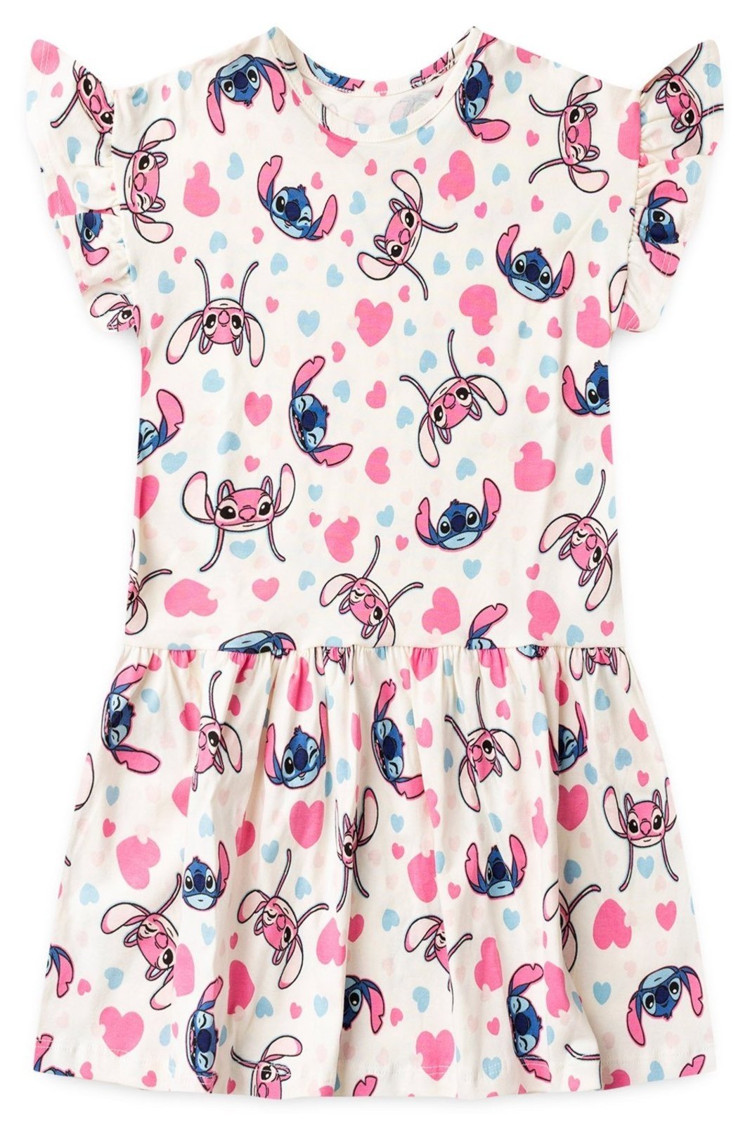 Vista 2 Infantil - Vestido Disney Feminino Stitch Off White off-white white Disney off-white white