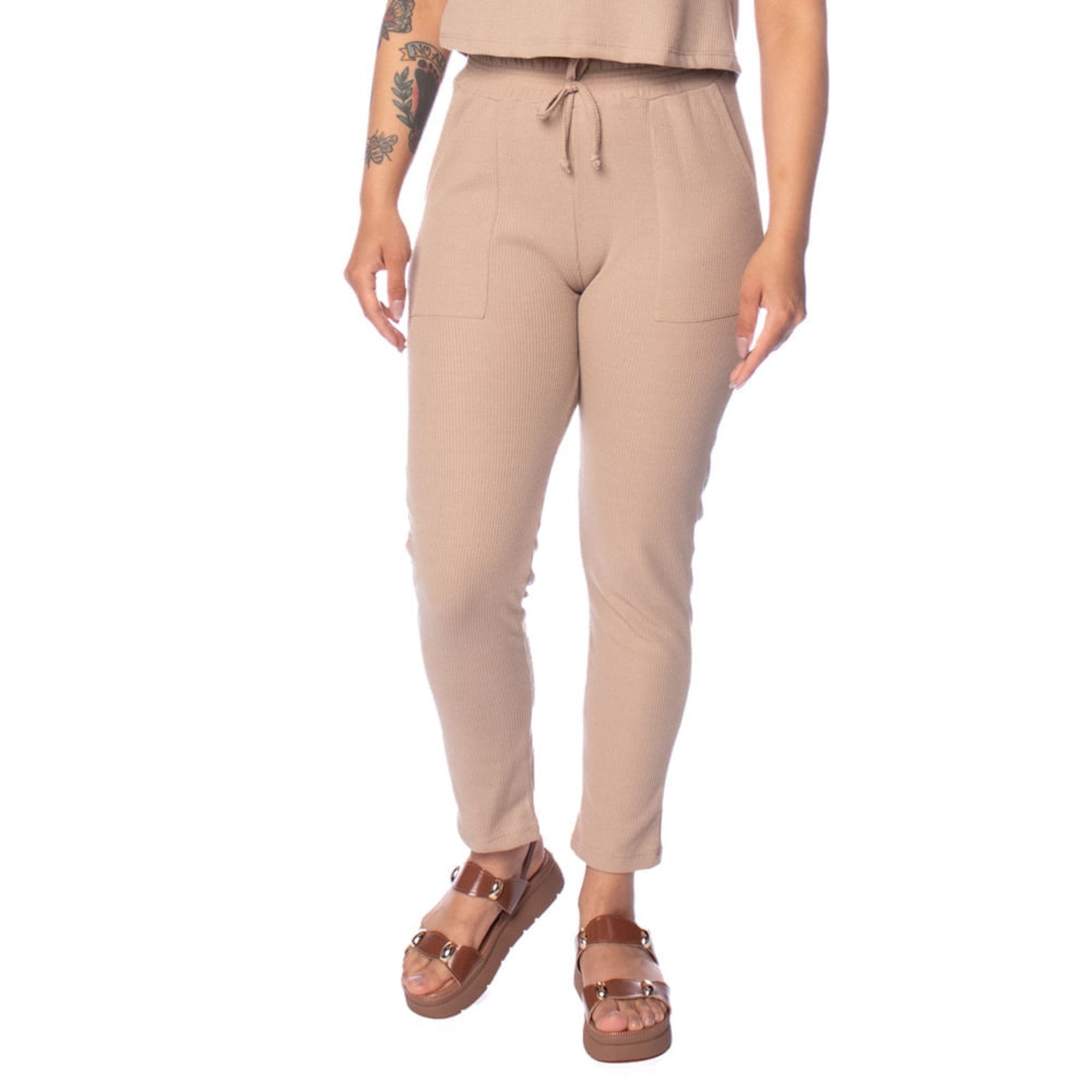 Calça Feminina Babicat Texturizada Slim Caqui